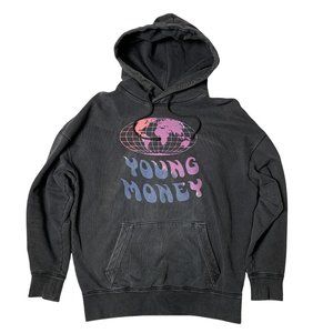 AE X Young Money Pullover Hoodie Lil Wayne Gray Drop Shoulder Fit Mens Size XS